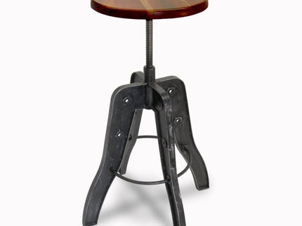 Industrial Adjustable Metal Bar Stool - Counter to Bar Height - Rustic Deco