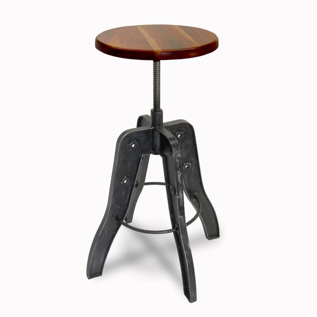 Industrial Adjustable Metal Bar Stool - Counter to Bar Height - Rustic Deco