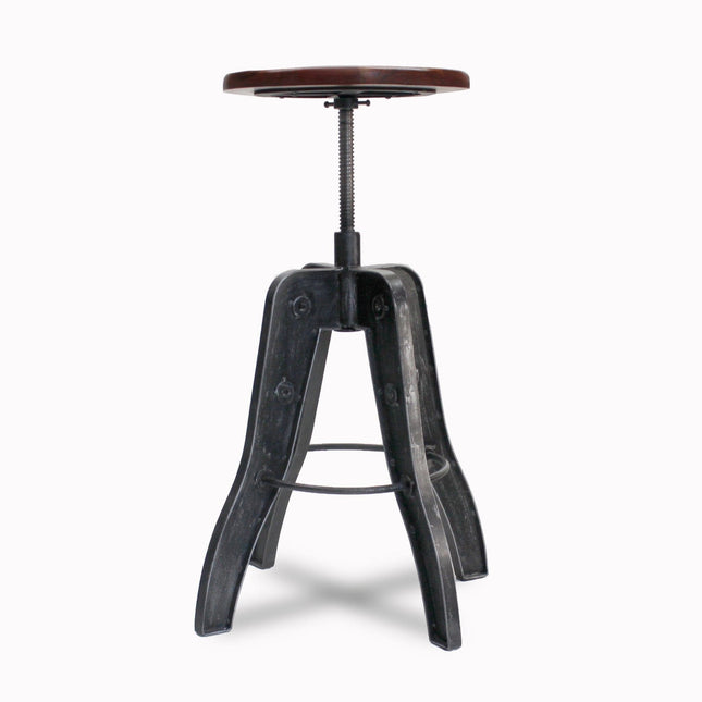 Industrial Adjustable Metal Bar Stool - Counter to Bar Height - Rustic Deco