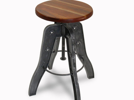 Industrial Adjustable Metal Bar Stool - Counter to Bar Height - Rustic Deco