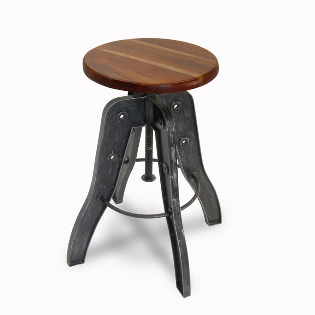 Industrial Adjustable Metal Bar Stool - Counter to Bar Height - Rustic Deco