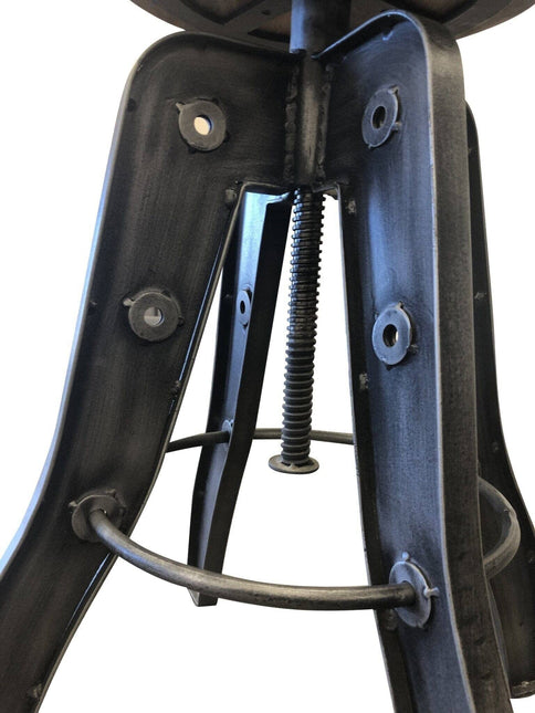 Industrial Adjustable Metal Bar Stool - Counter to Bar Height - Rustic Deco