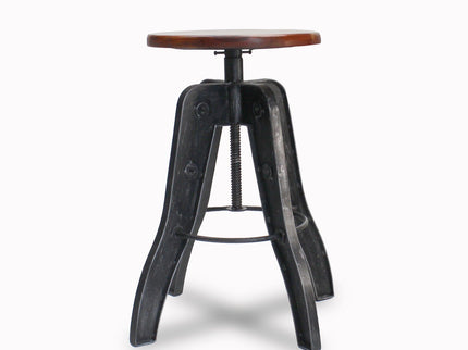 Industrial Adjustable Metal Bar Stool - Counter to Bar Height - Rustic Deco