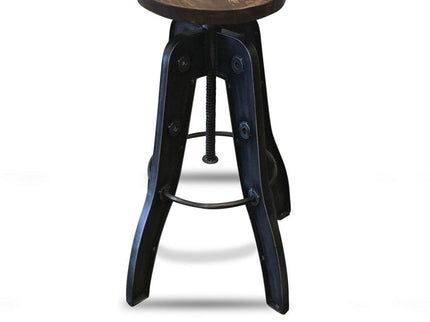 Industrial Adjustable Metal Bar Stool - Counter to Bar Height - Rustic Deco