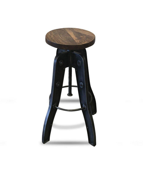 Industrial Adjustable Metal Bar Stool - Counter to Bar Height - Rustic Deco