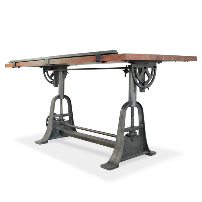 Industrial Architect's Drafting Desk - Adjustable Cast Iron Base - Tilt Top - Rustic Deco