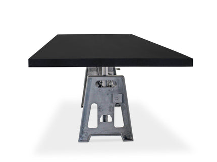 Industrial Communal Table - Cast Iron Base - Adjustable Height - Ebony Top - Rustic Deco