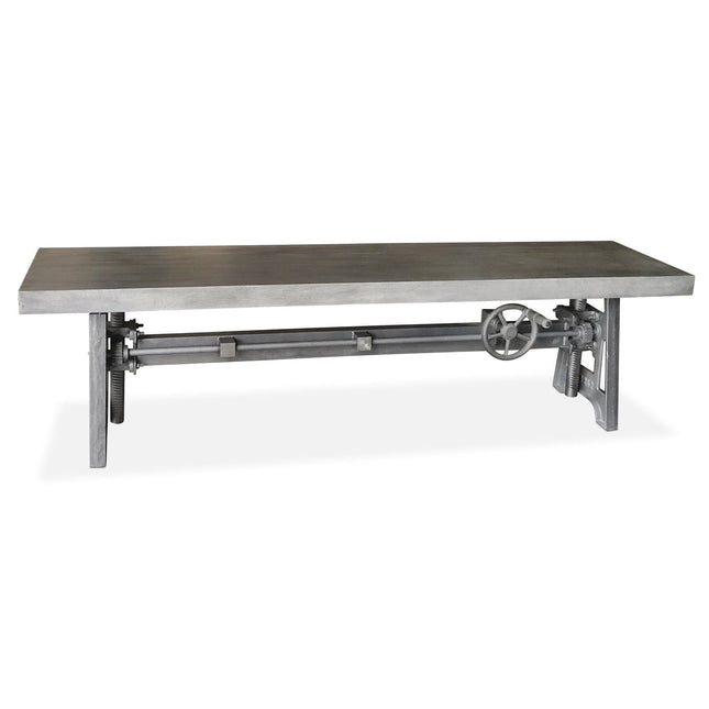 Industrial Dining Bench Seat - Cast Iron Base - Adjustable Height – Gray Top - Rustic Deco