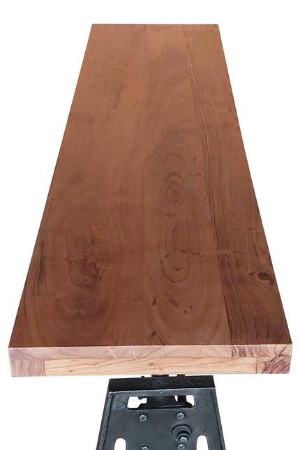 Industrial Dining Bench Seat - Cast Iron Base - Adjustable Height - Provincial - Rustic Deco