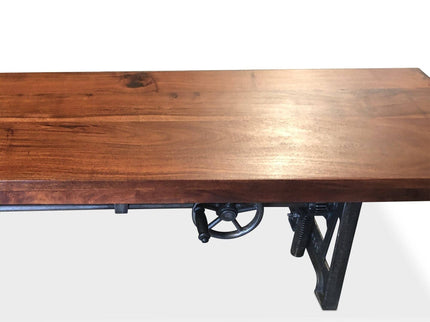 Industrial Dining Bench Seat - Cast Iron Base - Adjustable Height - Provincial - Rustic Deco