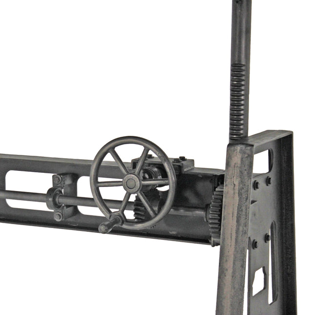 Industrial Writing Table Desk - Adjustable Height Iron Base - Natural - Rustic Deco