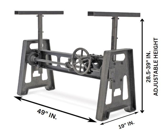 Industrial Writing Table Desk Base - Adjustable Height Sit Stand - Metal - DIY - Rustic Deco