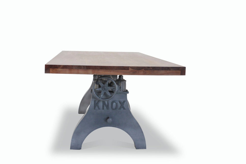 KNOX Adjustable Dining Table - Embossed Cast Iron Base - Provincial - Rustic Deco