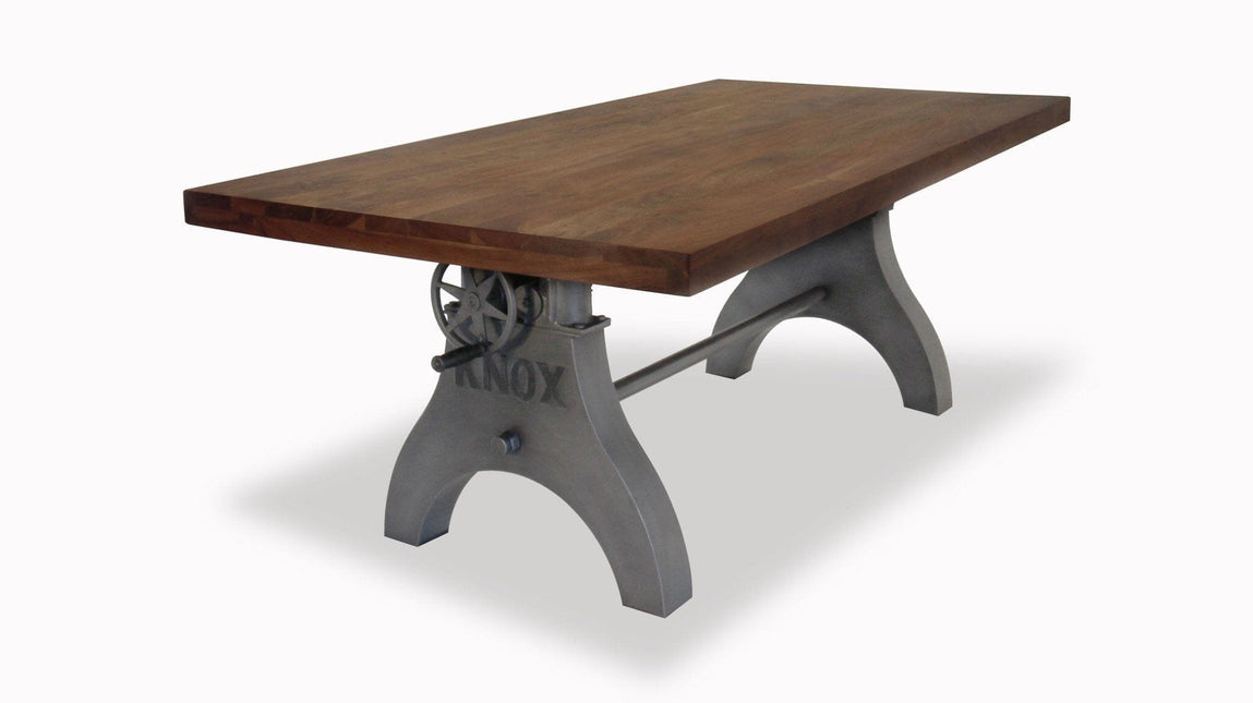 KNOX Adjustable Dining Table - Embossed Cast Iron Base - Provincial - Rustic Deco