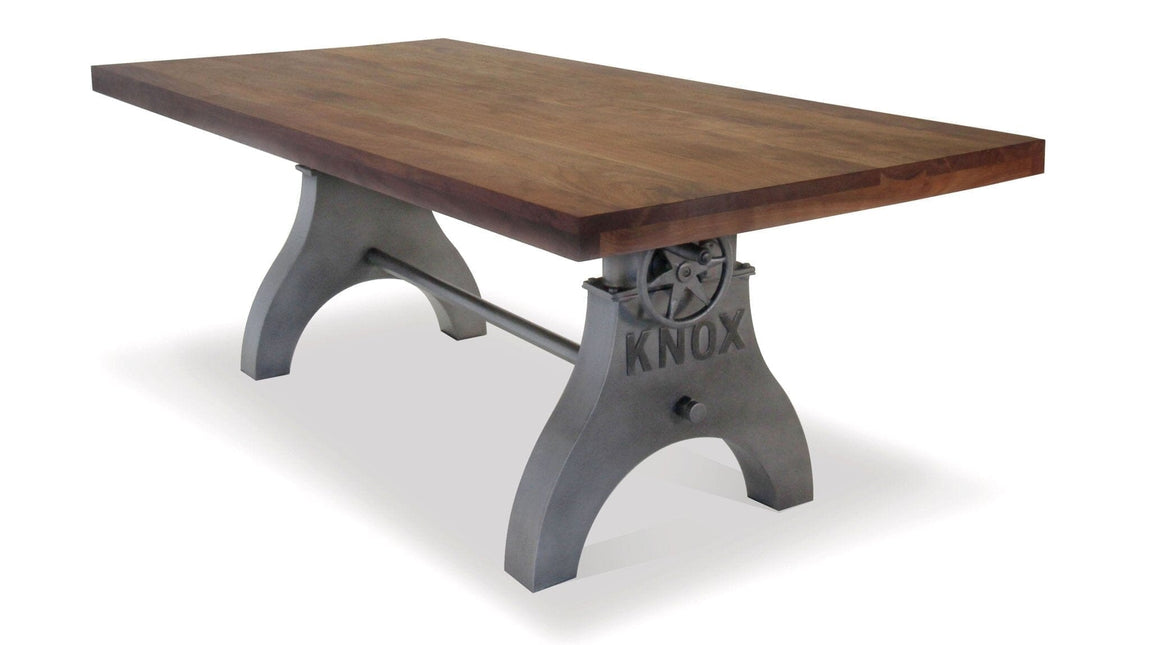 KNOX Adjustable Dining Table - Embossed Cast Iron Base - Provincial - Rustic Deco