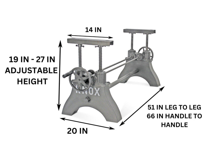 Knox Adjustable Height Bench Base Legs - Black Cast Iron - DIY - Rustic Deco