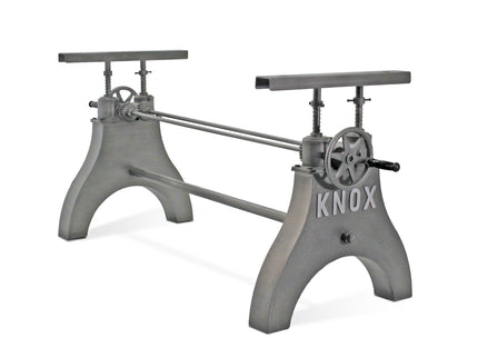 KNOX Adjustable Height Industrial Crank Dining Table Base Desk - Cast Iron - DIY - Rustic Deco