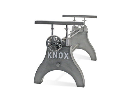 KNOX Adjustable Height Industrial Crank Dining Table Base Desk - Cast Iron - DIY - Rustic Deco