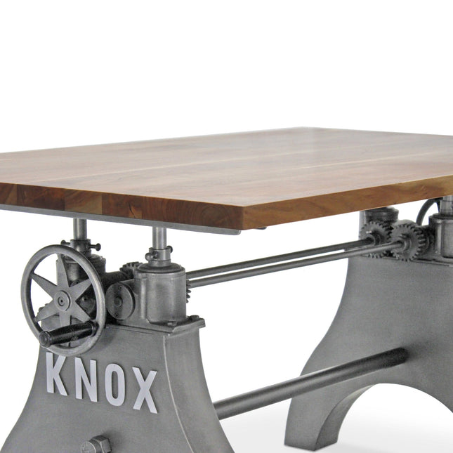 KNOX Adjustable Writing Table Desk - Embossed Cast Iron Base - Natural - Rustic Deco