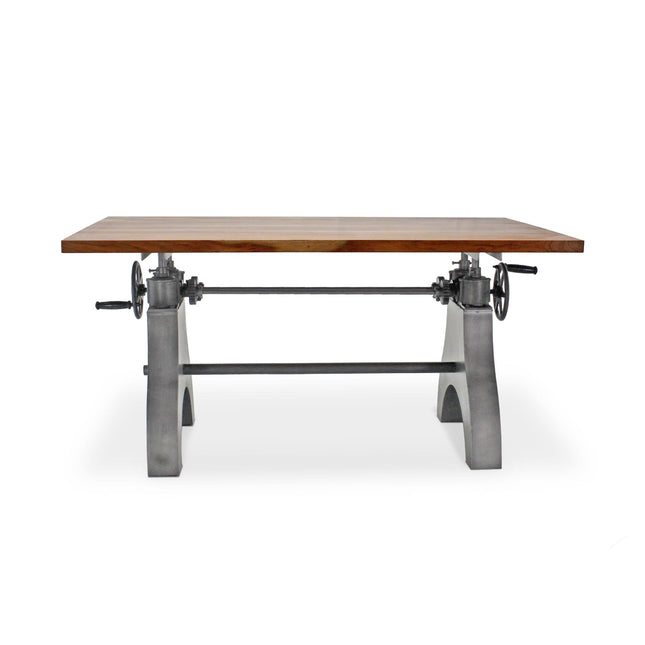 KNOX Adjustable Writing Table Desk - Embossed Cast Iron Base - Natural - Rustic Deco