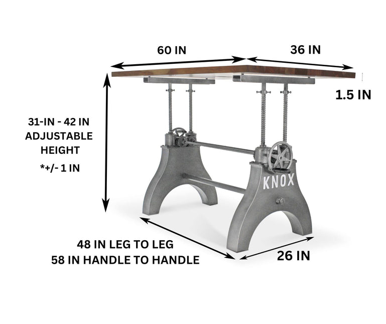 KNOX Adjustable Writing Table Desk - Embossed Cast Iron Base - Natural - Rustic Deco