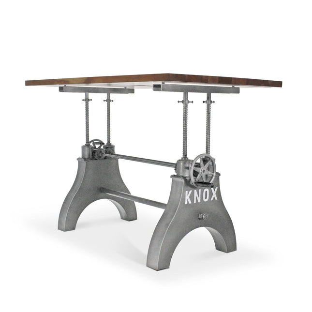 KNOX Adjustable Writing Table Desk - Embossed Cast Iron Base - Natural - Rustic Deco