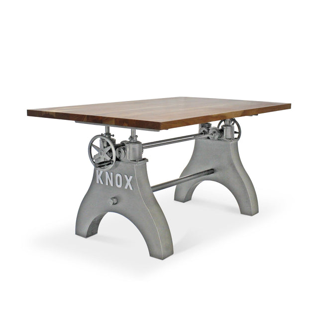 KNOX Adjustable Writing Table Desk - Embossed Cast Iron Base - Natural - Rustic Deco