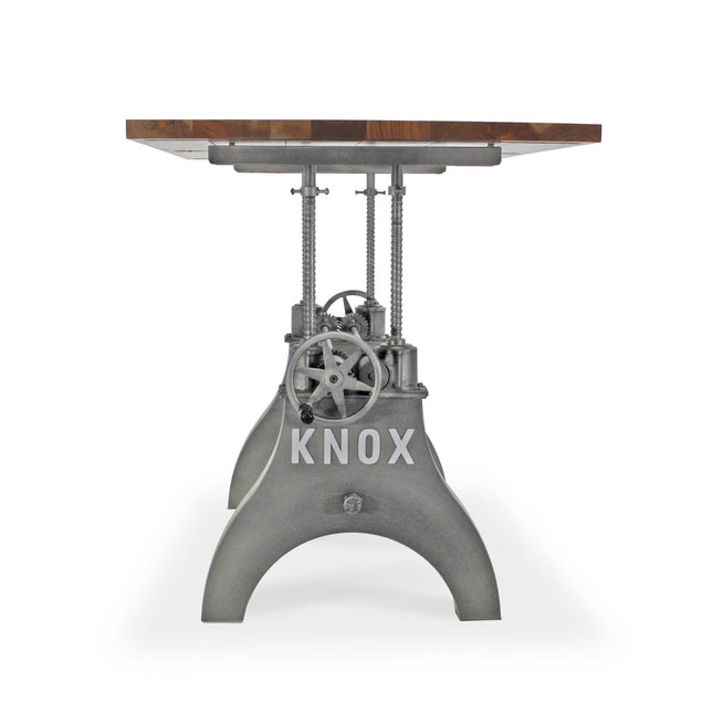 KNOX Adjustable Writing Table Desk - Embossed Cast Iron Base - Natural - Rustic Deco