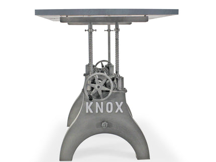 KNOX Adjustable Writing Table Desk - Embossed Cast Iron Base - Pewter Gray - Rustic Deco