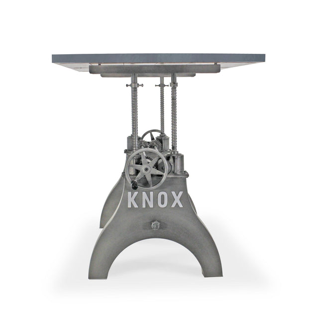 KNOX Adjustable Writing Table Desk - Embossed Cast Iron Base - Pewter Gray - Rustic Deco