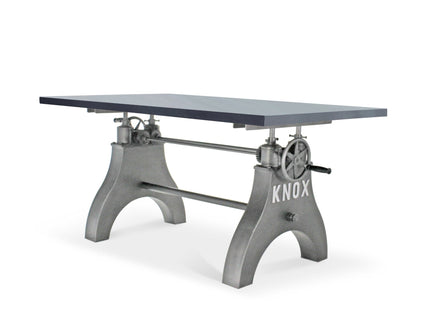 KNOX Adjustable Writing Table Desk - Embossed Cast Iron Base - Pewter Gray - Rustic Deco