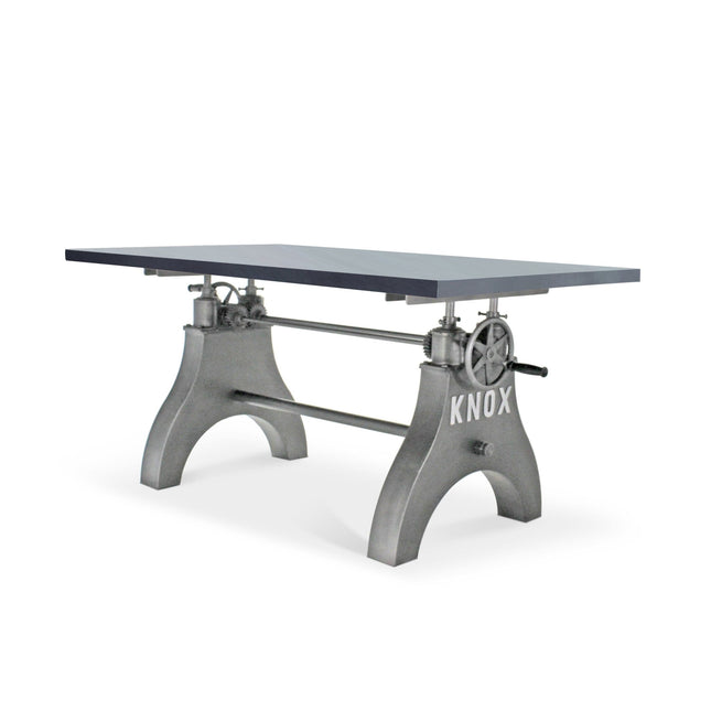 KNOX Adjustable Writing Table Desk - Embossed Cast Iron Base - Pewter Gray - Rustic Deco