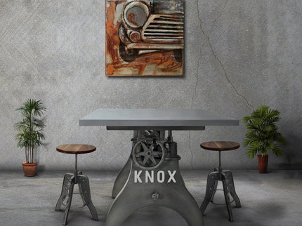 KNOX Adjustable Writing Table Desk - Embossed Cast Iron Base - Pewter Gray - Rustic Deco