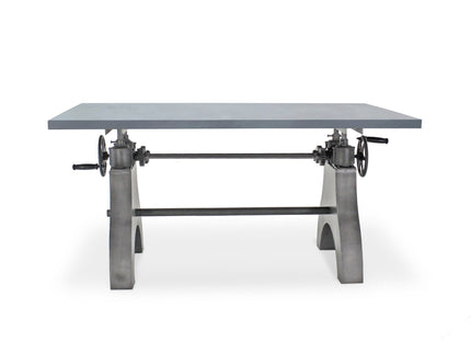 KNOX Adjustable Writing Table Desk - Embossed Cast Iron Base - Pewter Gray - Rustic Deco