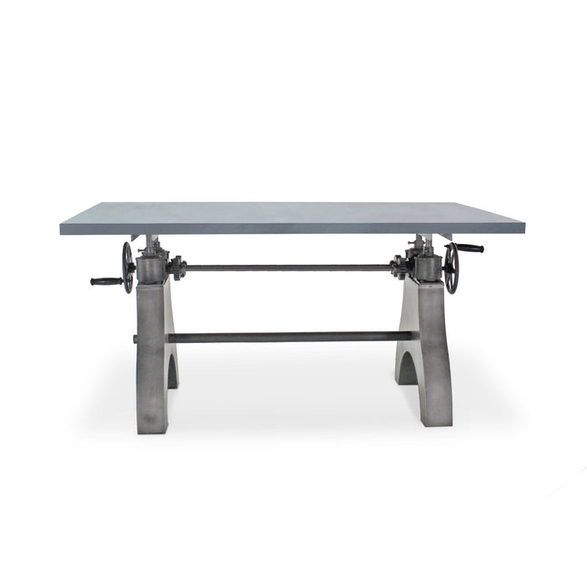 KNOX Adjustable Writing Table Desk - Embossed Cast Iron Base - Pewter Gray - Rustic Deco