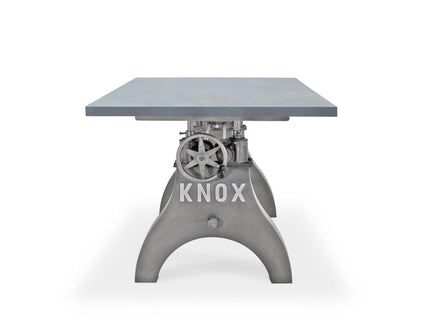 KNOX Adjustable Writing Table Desk - Embossed Cast Iron Base - Pewter Gray - Rustic Deco