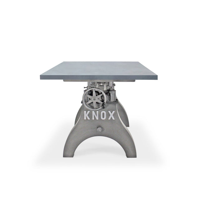 KNOX Adjustable Writing Table Desk - Embossed Cast Iron Base - Pewter Gray - Rustic Deco