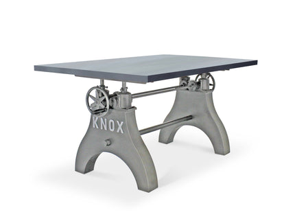 KNOX Adjustable Writing Table Desk - Embossed Cast Iron Base - Pewter Gray - Rustic Deco