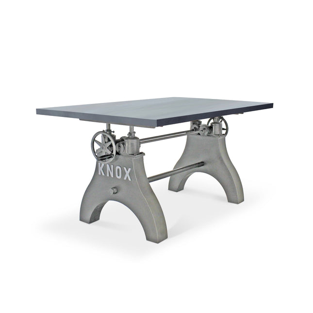 KNOX Adjustable Writing Table Desk - Embossed Cast Iron Base - Pewter Gray - Rustic Deco