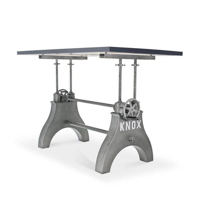 KNOX Adjustable Writing Table Desk - Embossed Cast Iron Base - Pewter Gray - Rustic Deco