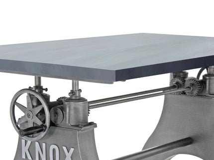 KNOX Adjustable Writing Table Desk - Embossed Cast Iron Base - Pewter Gray - Rustic Deco