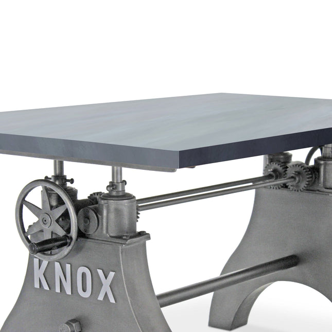 KNOX Adjustable Writing Table Desk - Embossed Cast Iron Base - Pewter Gray - Rustic Deco