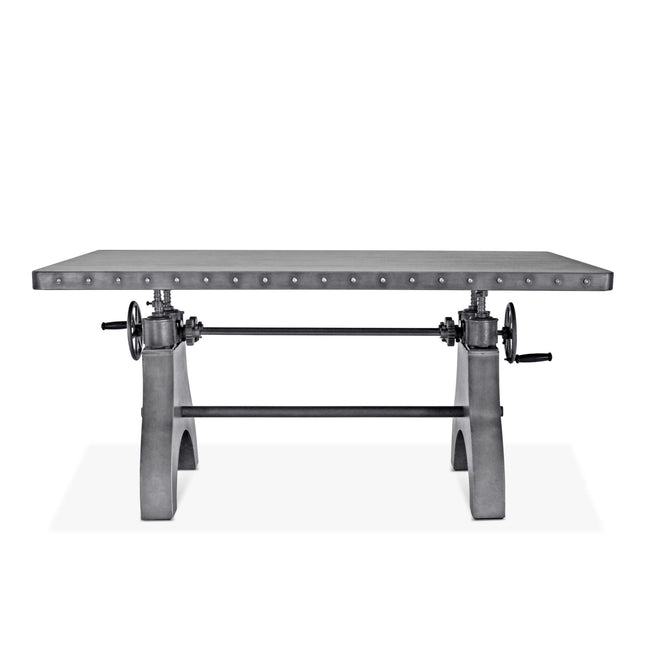 KNOX Adjustable Writing Table Desk - Embossed Cast Iron Base - Steel Top - Rustic Deco