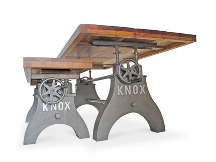 KNOX Industrial Dining Table Set - Matching Bench - Wooden Benchtop - Rustic Deco