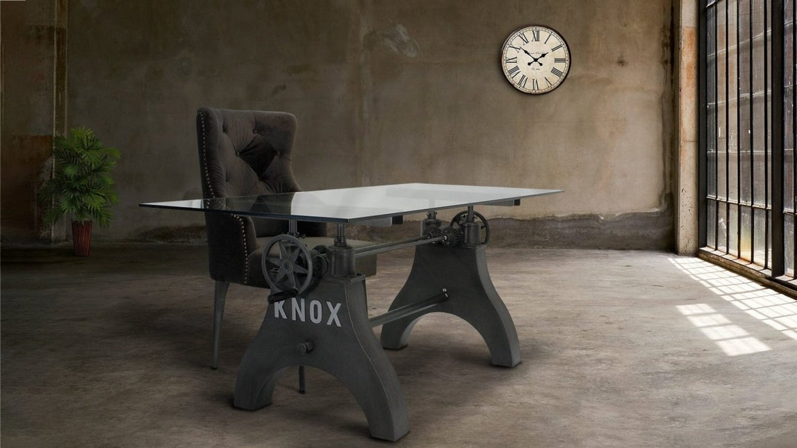 KNOX Industrial Writing Table Desk Base - Cast Iron Adjustable Height - DIY - Rustic Deco