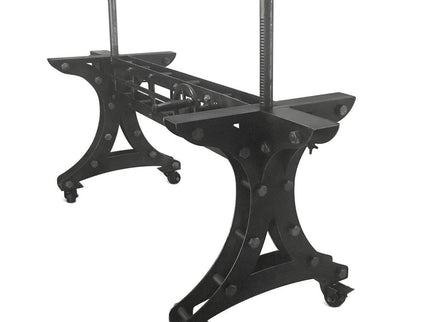 Longeron Industrial Adjustable Dining Table Base - Steel - Casters - DIY - Rustic Deco