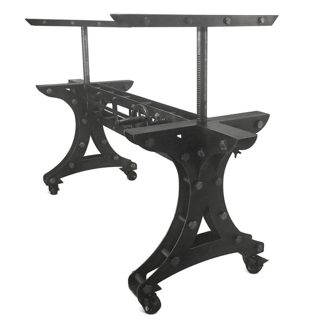 Longeron Industrial Adjustable Dining Table Base - Steel - Casters - DIY - Rustic Deco