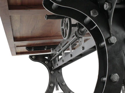 Longeron Industrial Dining Table - Adjustable - Casters - Rustic Mahogany - Rustic Deco