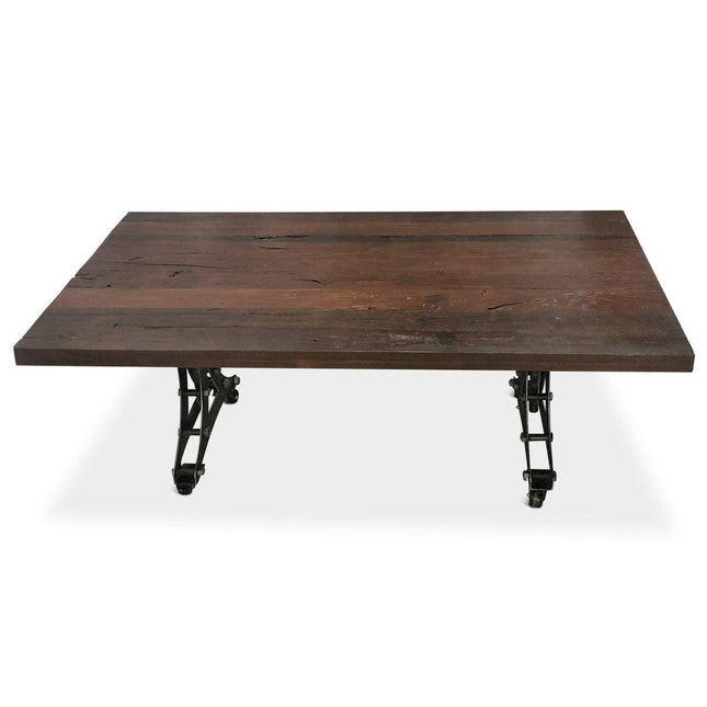 Longeron Industrial Dining Table - Adjustable - Casters - Rustic Mahogany - Rustic Deco