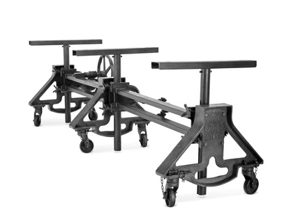 Otis Steel Communal Table Base - Adjustable Height - Iron Base- Casters - DIY - Rustic Deco